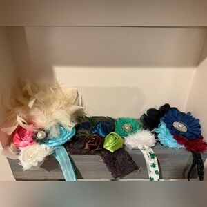 Colorful Floral Baby Headbands with Feathers and Pearls